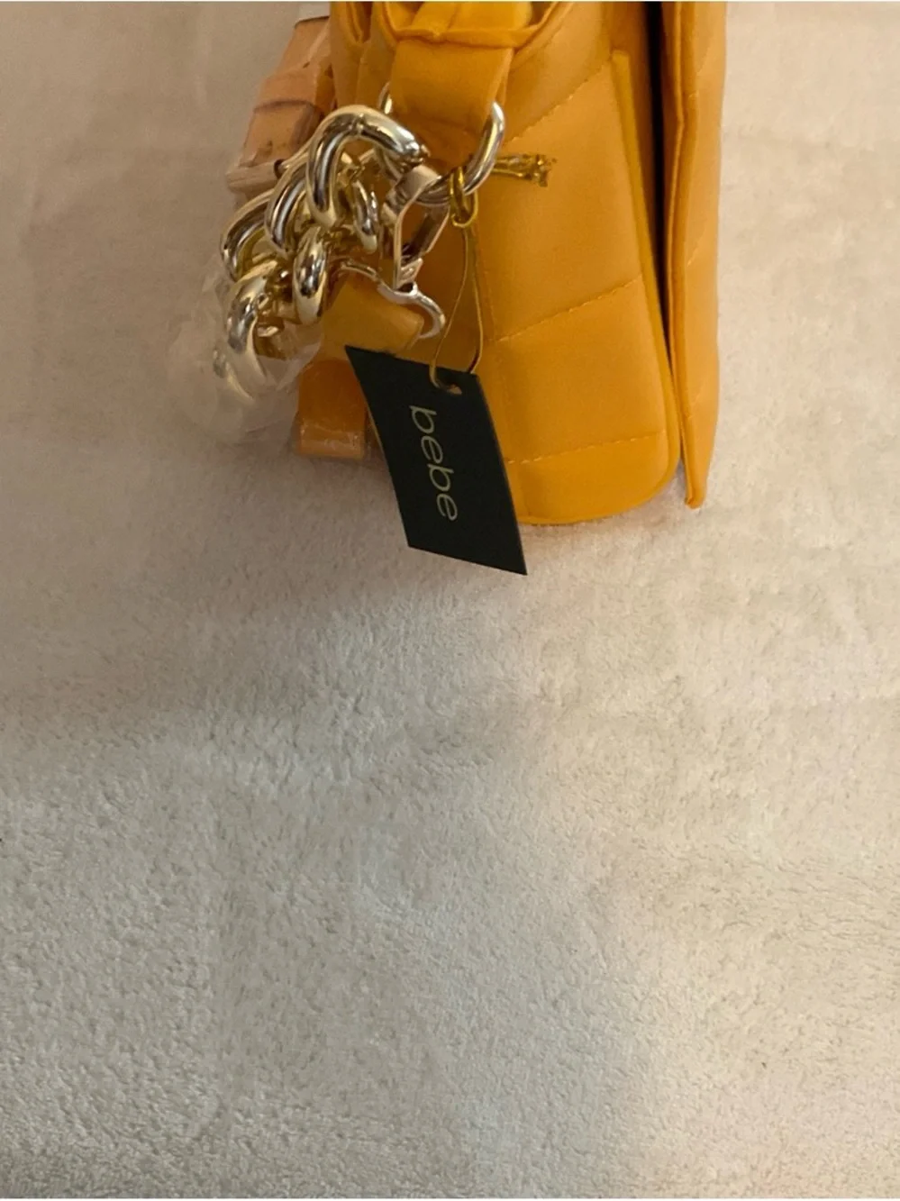 bebe Quilted Orange-Yellow Crossbody Bag
